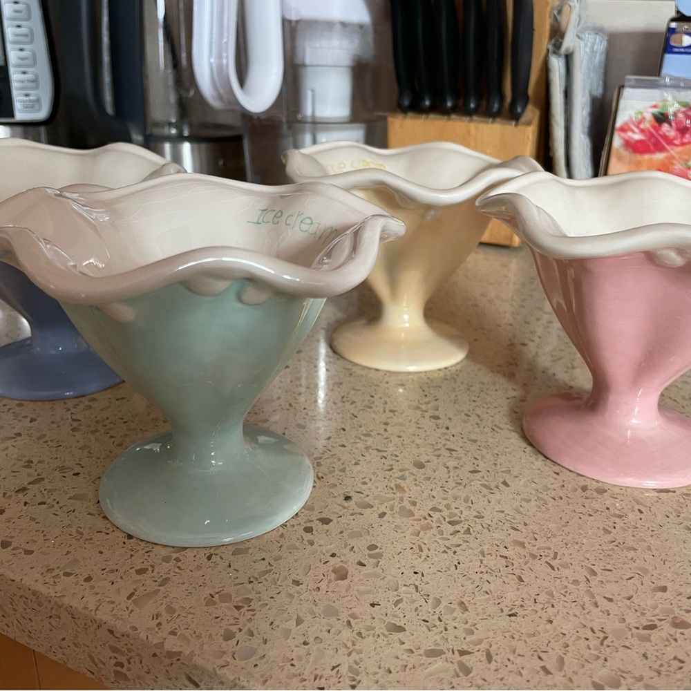 Pastel Ceramic Ice Cream Bowls Set
